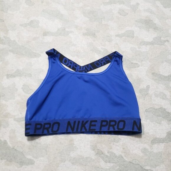 Nike Sports Bra Womens Medium Blue Gym Fitness Yoga - Picture 1 of 7